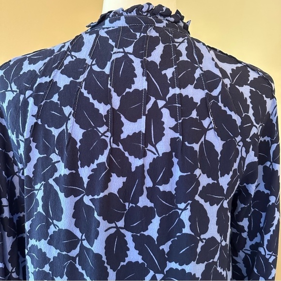 Sail To Sable Ruffle Neck Long Sleeve Blue Blouse - XS - Picture 5 of 13